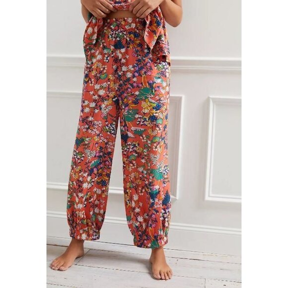 Anthropologie Pants - #1089 Anthropologie Iris Orange Floral Harem Pants Size XS Modal Pockets